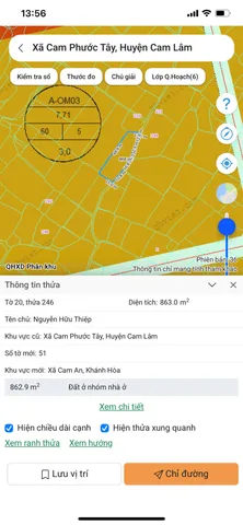 Bán Đất 1400m2 giá 180 triệu tại Xã Cam Phước Tây Huyện Cam Lâm Khánh Hòa