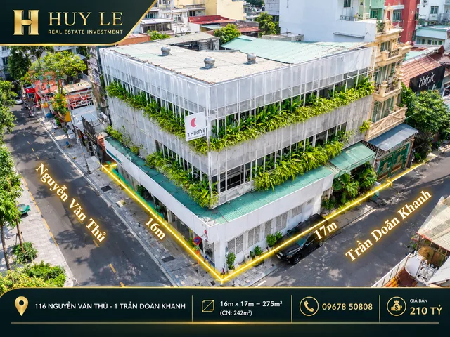 2 mặt tiền đường Nguyễn Văn Thủ - Trần Doãn Khanh [16m x 17m]