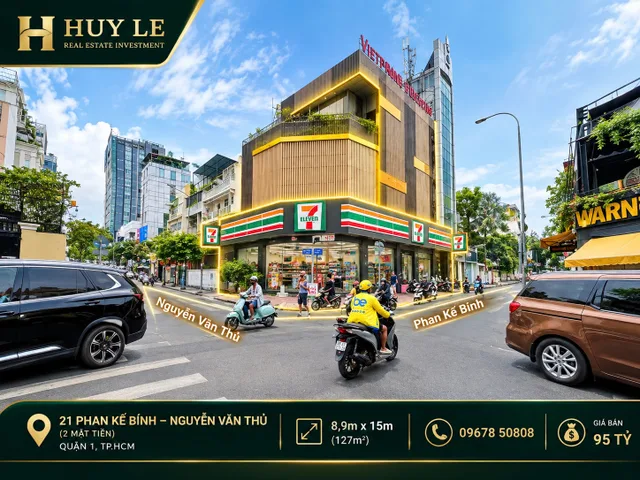 2 mặt tiền đường: 21 Phan Kế Bính - Nguyễn Văn Thủ [ 8,9m x 15m ]
