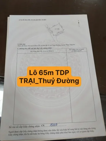 09.2026.Bán lô góc 65m2 có giá 1.55 tỷ tại Xã Thuỷ Đường Huyện Thuỷ Nguyên Hải Phòng. liên hệ 0362558882