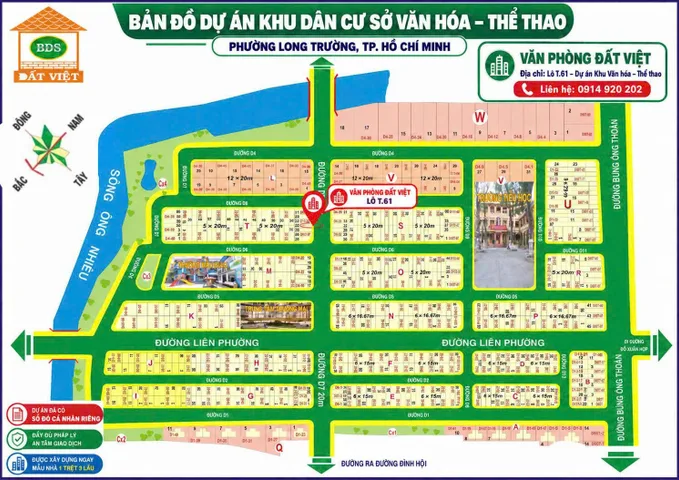 Bán lô đất KDC Sở Văn Hóa Thông Tin Quận 9, đường 20m, hướng ĐB, DT: 5x17m, vị trí đẹp, lô O
