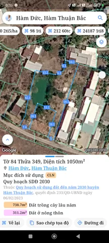 Bán Đất 1350m2 có sẵn 300 m2 thổ cư giá 1.7 tỷ tại Xã Hàm Đức Huyện Hàm Thuận Bắc Bình Thuận