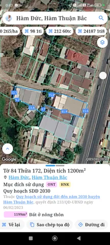 Bán Đất 1171m2 có sẵn 300 m2 thổ cư giá 9 tỷ tại Xã Hàm Đức Huyện Hàm Thuận Bắc Bình Thuận