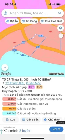 Bán Đất 10185m2 giá 20.37 tỷ tại Thị trấn Phước Bửu Huyện Xuyên Mộc Bà Rịa - Vũng Tàu