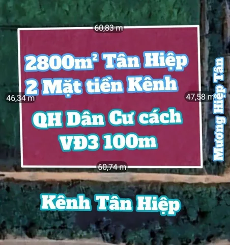 💯Bán Đất 2 mặt tiền kênh 2800m2 giá 17.89 tỷ tại Đường Dương Công Khi Xã Tân Hiệp Huyện Hóc Môn TP. Hồ Chí Minh