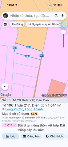 Bán Đất 1014m2 giá 2.95 tỷ tại Xã Bàu Cạn Huyện Long Thành Đồng Nai