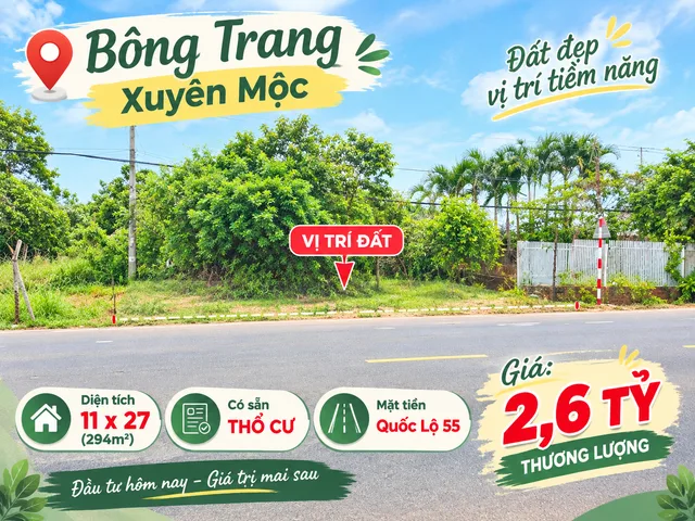 Bán Đất tại Bông Trang, Xuyên Mộc, tỉnh Vũng Tàu