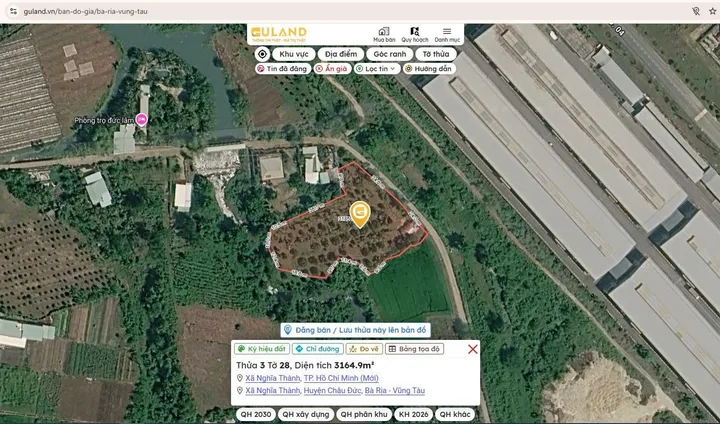 Bán Đất 3165m2 giá 5 tỷ tại Xã Nghĩa Thành Huyện Châu Đức Bà Rịa - Vũng Tàu