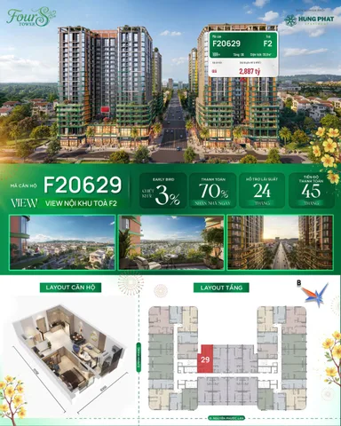 Chiết khấu 19% căn 1PN+ view biển chỉ 2.3 tỷ, sở hữu lâu dài FourS Tower