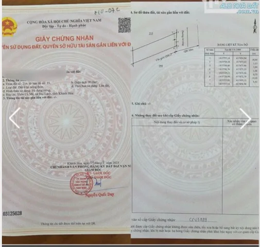 Bán Đất 99m2 có sẵn 99 m2 thổ cư giá 1.53 tỷ tại Xã Đại Lãnh Huyện Vạn Ninh Khánh Hòa