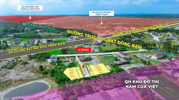 LÔ ĐẤT 199.3m2 có sẵn 100 m2 thổ cư giá 390 triệu tại gần ngã tư giao nhau đường trục dọc và đường ven biển Xã Triệu Vân Huyện Triệu Phong Quảng Trị