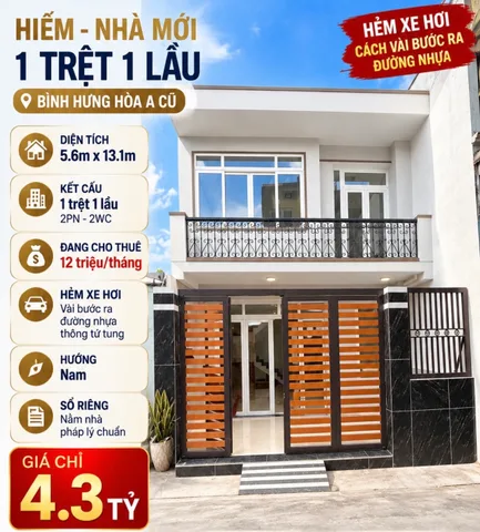 NHÀ MỚI LÊ VĂN QUỚI – NGANG GẦN 6M – HẺM XE HƠI NÉ– GIÁ 4.3 TỶ