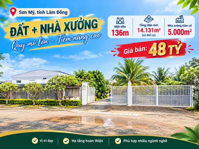 Bán xưởng tại xã Tân Thắng, Huyện Hàm Tân, Bình Thuận nay là Thôn Hiệp Hòa, xã Sơn Mỹ, tỉnh Lâm Đồng