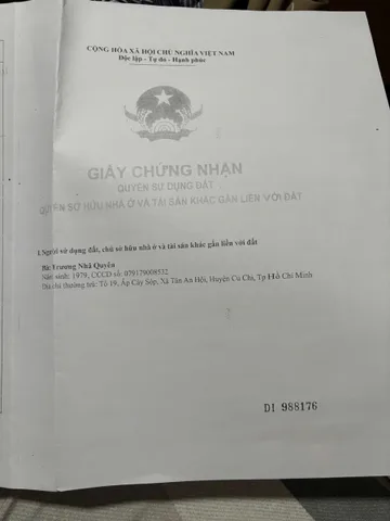 Bán Đất 81.1m2 có sẵn 81.1 m2 thổ cư giá 1.9 tỷ tại Đường Nguyễn Văn Khạ (Nối Dài) Xã Tân An Hội Huyện Củ Chi TP. Hồ Chí Minh