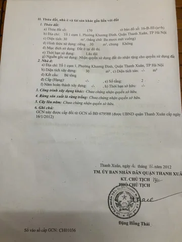 Bán Nhà riêng 30 m2 thổ cư, giá 6.7 tỷ tại Đường Khương Hạ Phường Khương Đình Quận Thanh Xuân Hà Nội