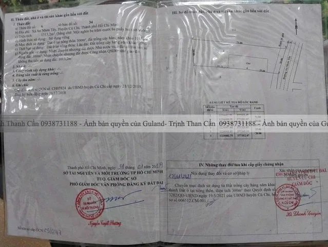 Bán Đất 1313m2 giá 11 tỷ tại Đường An Nhơn Tây Xã An Nhơn Tây Huyện Củ Chi TP. Hồ Chí Minh