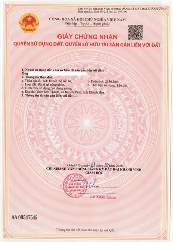 BÁN LÔ GÓC ĐẸP Ở KHÁNH PHÚ , KHÁNH VĨNH . DT 2136m2 , FULL THỔ . TRÊN ĐẤT TRỒNG FULL BƯỞI.GIÁ BÁN 2,6 TỶ BAO GIẤY TỜ