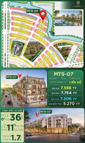 Biệt thự liền kề 75m2 thổ cư 4 tầng giá 7.31 tỷ tại Vinhomes Golden City Dương Kinh Hải Phòng