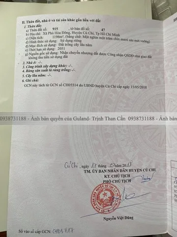 Bán Đất 1196m2 có sẵn 300 m2 thổ cư giá 4.7 tỷ tại Đường Nguyễn Thị Nê Xã Phú Hòa Đông Huyện Củ Chi TP. Hồ Chí Minh