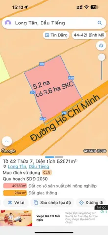 Bán Đất 52500m2 có sẵn 32000 skc giá 100 tỷ tại Xã Long Tân Huyện Dầu Tiếng Bình Dương