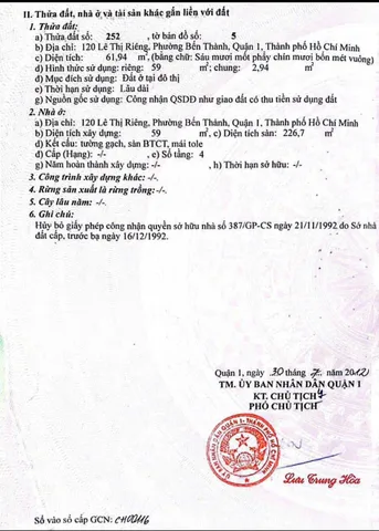 Bán Nhà Mặt Tiền 120 Lê Thị Riêng, Phường Bến Thành, Quận 1
