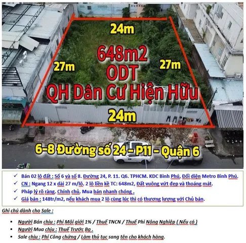 Bán Nhà Mặt Tiền 6-8 Đường Số 24, P11, Quận 6