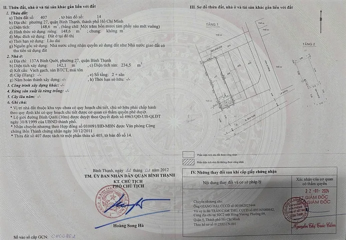 Bán Nhà Mặt Tiền 137A Bình Quới, P27, Bình Thạnh