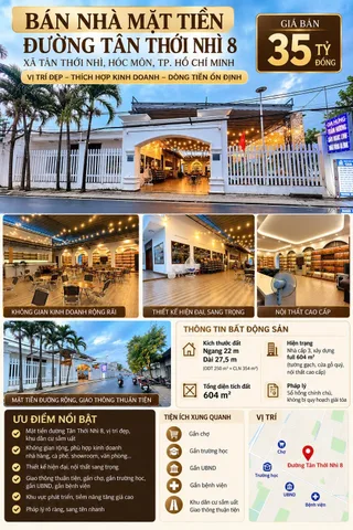Bán Nhà riêng 604m2 có sẵn 250 m2 thổ cư giá 35 tỷ tại Đường Tân Thới Nhì 8 Xã Tân Thới Nhì Huyện Hóc Môn TP. Hồ Chí Minh