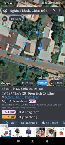 Bán Đất 286m2 có sẵn 286 m2 thổ cư giá 1.3 tỷ tại Xã Đá Bạc Huyện Châu Đức Bà Rịa - Vũng Tàu