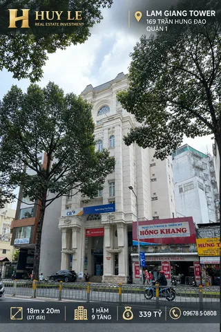 Bán Tòa Lam Giang Tower 169 Trần Hưng Đạo Quận 1 . (18 x 20 - 1 hầm 9 tầng)
