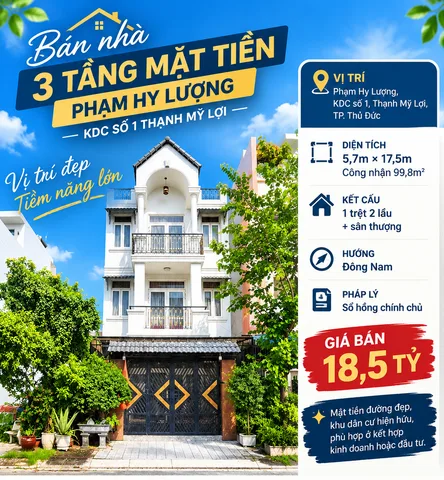 Bán nhà 3 tầng đường Phạm Hy Lượng KDC số 1 Thạnh Mỹ Lợi Q2, dt 99,8m2, sổ hồng chính chủ (0989373766)