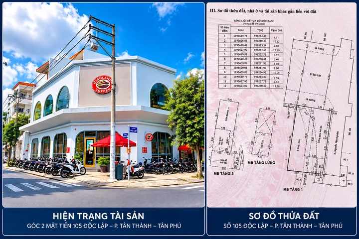 🌟 TÂN PHÚ – NHÀ GÓC 2MTKD 105 ĐỘC LẬP – 10x18M – ĐÚC LỬNG + LẦU – HĐT HIGHLANDS COFFEE 88TR/THÁNG – GIÁ 36 TỶ!