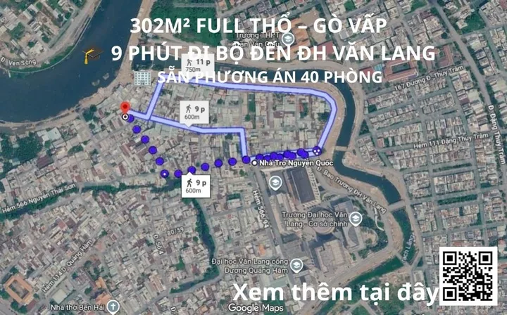 [HÀNG KÍN GÒ VẤP] CHỦ KẸT TIỀN - XẢ LỖ LÔ 2 MẶT TIỀN 302M2 SÁT ĐH VĂN LANG - 48TR/M2