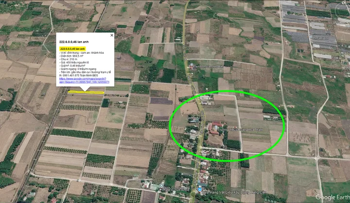 VĨNH TRUNG – CAM AN – KHÁNH HÒA – 969,5M² – GIÁ CHỈ 450 TRIỆU