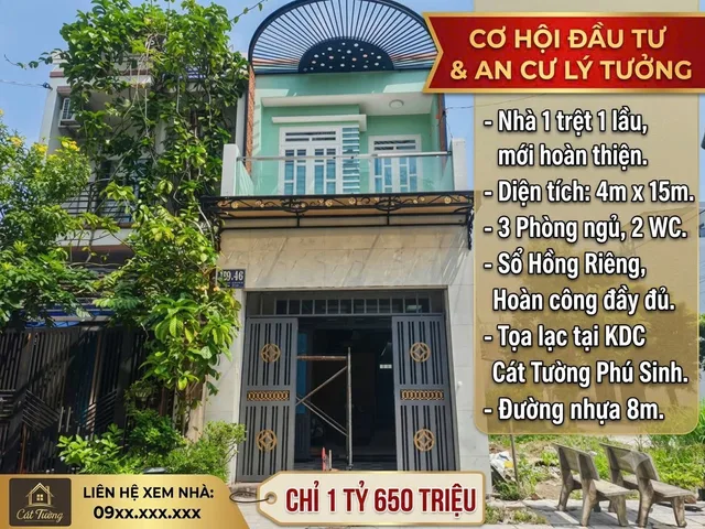 Nhà mới xây, mặt tiền đường nhựa trước 1.9tỷ nay hạ còn 1.6tỷ chốt bán