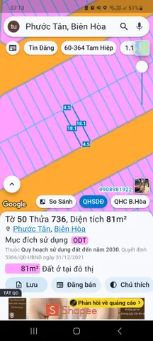 Bán Đất 81m2 sổ riêng thổ cư khu dân cư cường thuận phước tân Biên Hòa