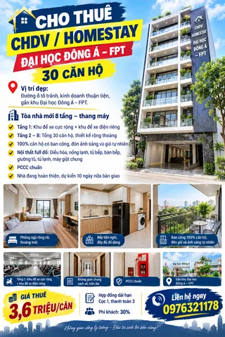 🏢 CHO THUÊ CHDV / HOMESTAY ĐẠI HỌC ĐÔNG Á – FPT | 30 CĂN HỘ