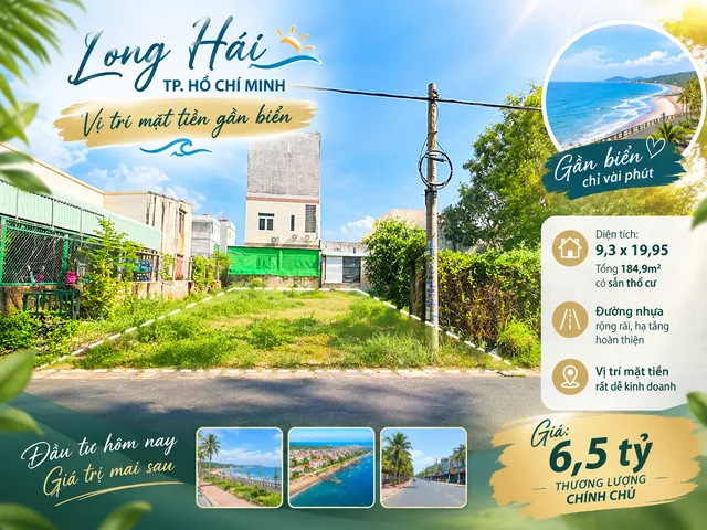 Bán đất mặt tiền ngay xã Long Hải, TP.HCM