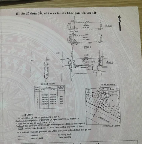 Bán căn góc 3 mặt tiền 352 Lê Văn Sỹ , P.14 , Q.3 , 4 x15m , 3 tầng , HDT 50 triệu
