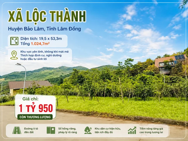 Bán lô đất toạ lạc xã Lộc Thành, huyện Bảo Lâm, tỉnh Lâm Đồng