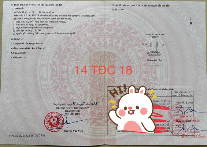 10. 2026. Bán lô 14tdc18 tái định cư 60m giá 2.79 tỷ tại Xã Hoa Động Huyện Thuỷ Nguyên Hải Phòng. liên hệ 0362558882