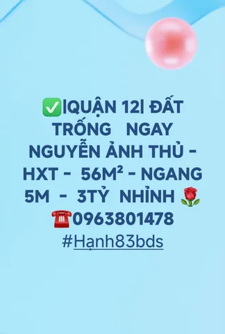 Bán Đất 60m2 có sẵn 60 m2 thổ cư giá 3.3 tỷ tại Đường Nguyễn Ảnh Thủ Phường Tân Chánh Hiệp Quận 12 TP. Hồ Chí Minh