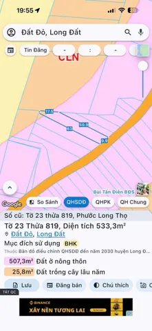 Bán Đất 500m2 có sẵn 80 m2 thổ cư giá 1.2 tỷ tại Xã Phước Long Thọ Huyện Đất Đỏ Bà Rịa - Vũng Tàu