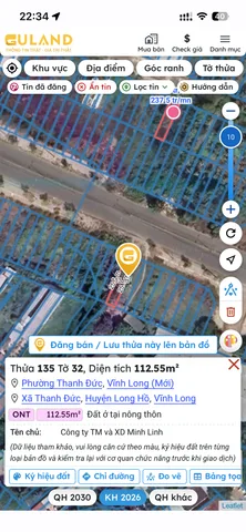 Bán Đất 112m2 có sẵn 112 m2 thổ cư giá 1.6 tỷ tại Đường Số 2 - Chọn - Phường Thanh Đức Vĩnh Long