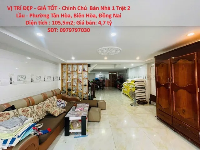 VỊ TRÍ ĐẸP - GIÁ TỐT - Chính Chủ  Bán Nhà 1 Trệt 2 Lầu - Phường Tân Hòa, Biên Hòa, Đồng Nai