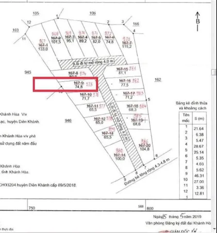 Bán Đất 74m2 giá 850 triệu tại Xã Diên Lạc Huyện Diên Khánh Khánh Hòa