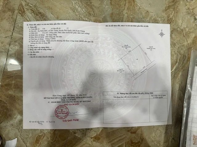 Bán Đất 512.5m2 giá 3.35 tỷ tại Xã Bãi Thơm Thành phố Phú Quốc Kiên Giang