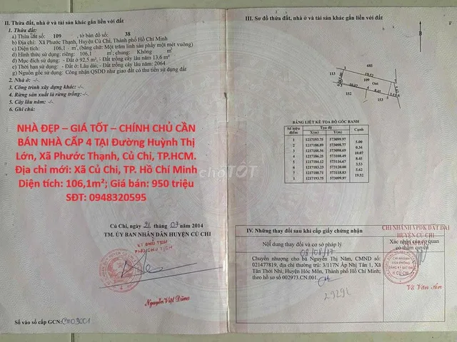 NHÀ ĐẸP – GIÁ TỐT – CHÍNH CHỦ CẦN BÁN NHÀ CẤP 4 TẠI Đường Huỳnh Thị Lớn, Xã Phước Thạnh, Củ Chi, TP.HCM