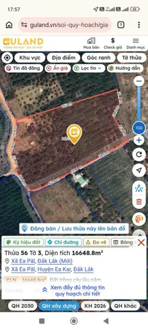 Bán Đất 16648m2 giá 2.88 tỷ tại Xã Ea Păl Huyện Ea Kar Đắk Lắk