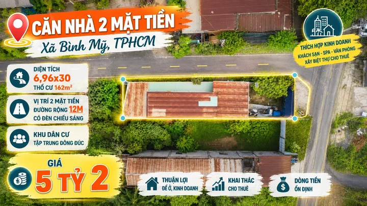 Căn nhà 2 mặt tiền xã Trung An, Củ Chi, TPHCM nay là xã Bình Mỹ, TPHCM